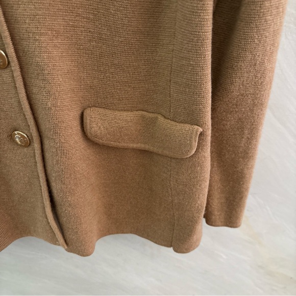 Talbots Plus 1X/ 2X  Merino Wool Knit Blazer Cardigan Tan Minimalist Old Money - Picture 6 of 12